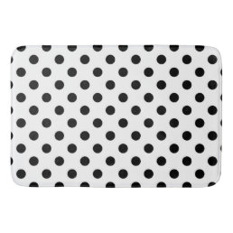 Black &amp; White Polka Dots Dot Bath Mat