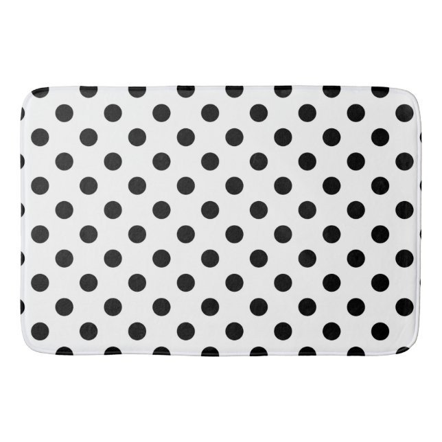 Black & White Polka Dots Dot Bath Mat (Front)