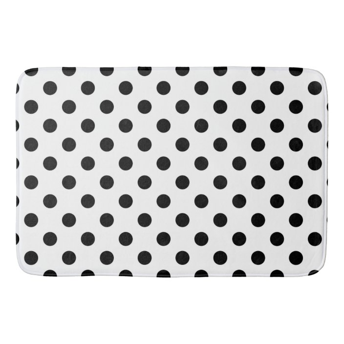 Black & White Polka Dots Dot Bath Mat