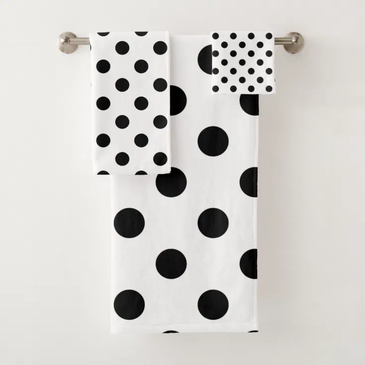 Black & White Polka Dots Dot Bath Towel Set | Zazzle