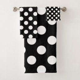 Black &amp; White Polka Dots Dot Bath Towel Set