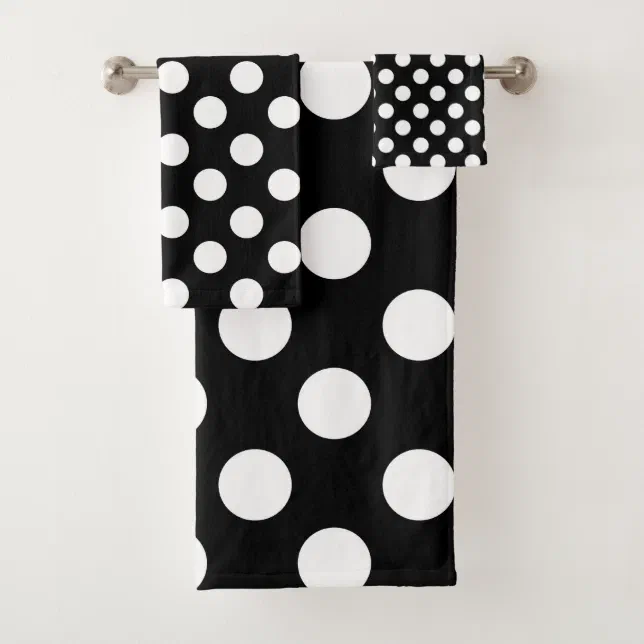 Black & White Polka Dots Dot Bath Towel Set Zazzle