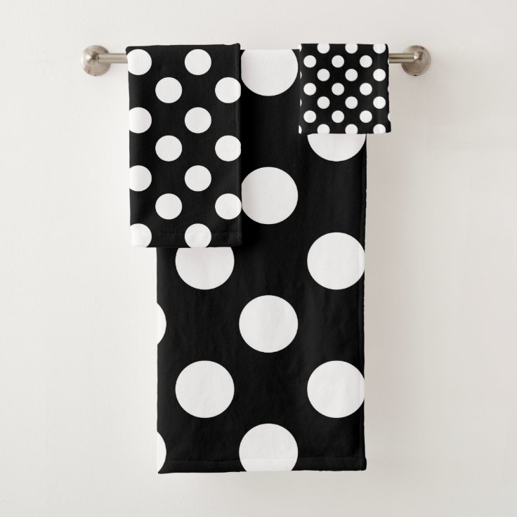 Black & White Polka Dots Dot Bath Towel Set | Zazzle