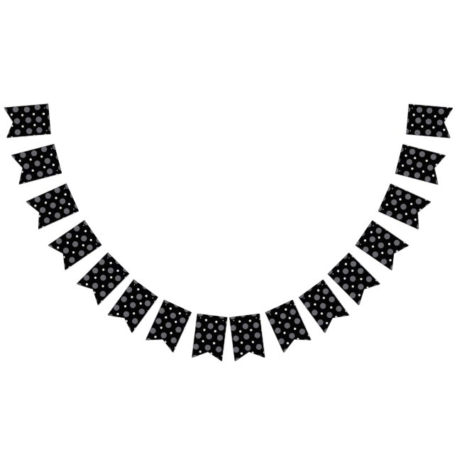 Black & White Polka Dots, Dotted Pattern Bunting Flags (All)