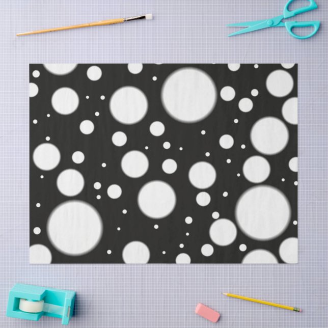 Black White Polka Dots Funky Pattern Decoupage Tissue Paper (Craft)