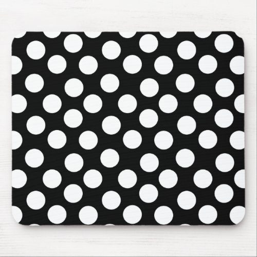 Black  White Polka Dots Mouse Pad