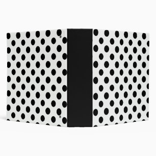 Black White Polka Dots Pattern 3 Ring Binder