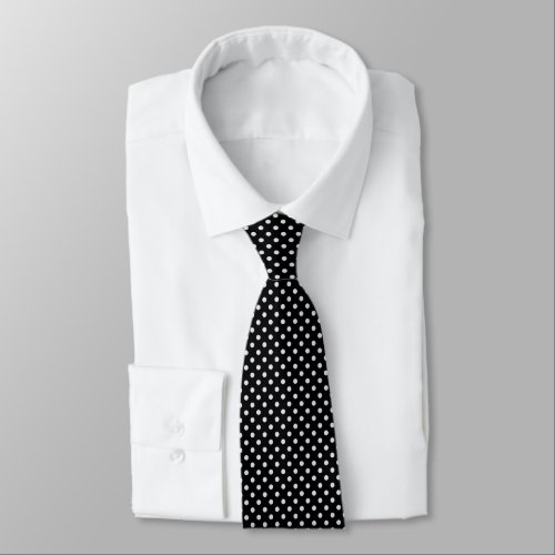 Black White Polka Dots Pattern Neck Tie