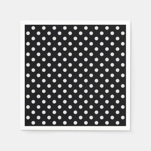 Black White Polka Dots Pattern Paper Napkins
