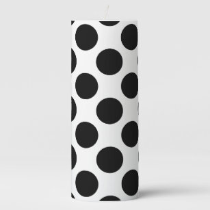 Black & White Polka dots  Pillar Candle