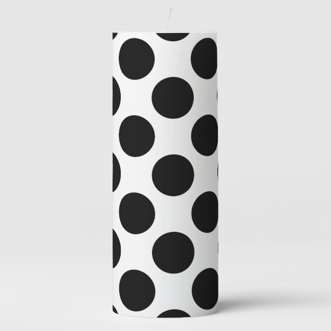 Black & White Polka dots  Pillar Candle (Front)