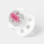 Black White Polka Dots Pink Baby Girl Pacifier (Front Right)