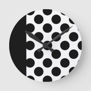 Black & White Polka dots Round Clock