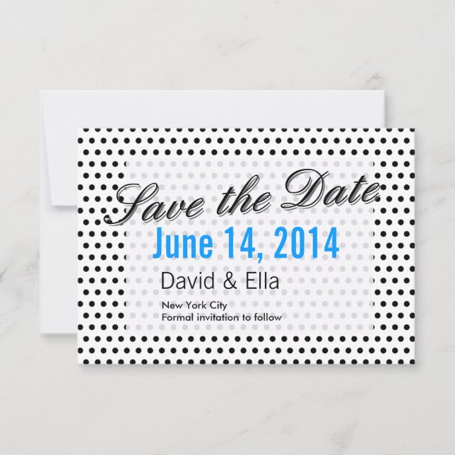 Black & White Polka Dots Save the Date Cards (Front)