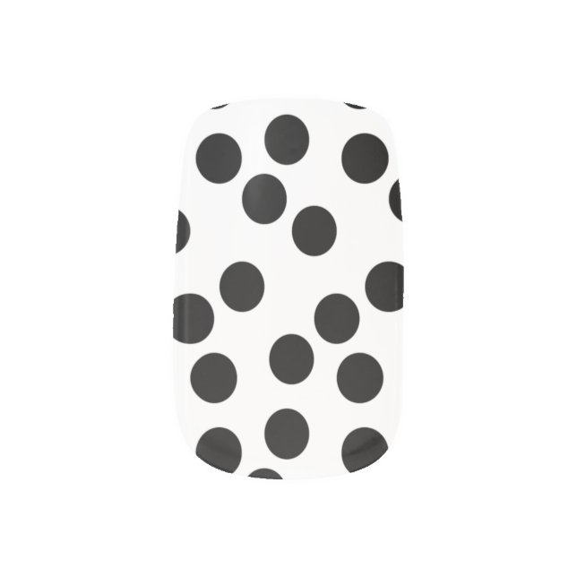 Black & White Polka Dots Scattered Minx Nail Art (Left Thumb)