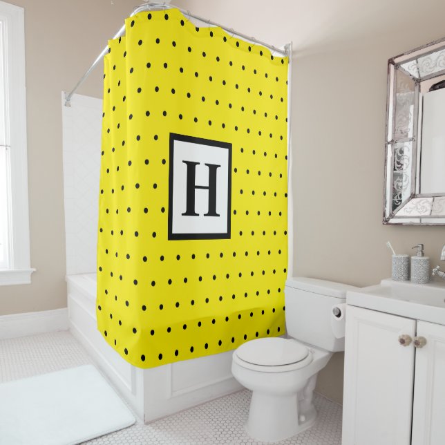 Black & White Polka Dots Shower Curtain (In Situ)