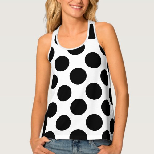 Black  White Polka dots    Tank Top