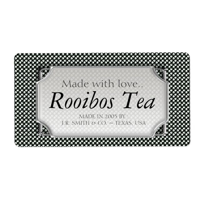 Black White Polka Dots Tea Wine Bottle Labels (Front)