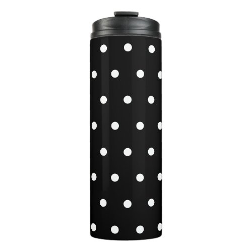 Black White Polka Dots Thermal Tumbler