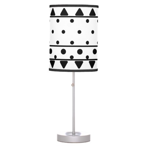 Black White Polka Dots Triangles Table Lamp