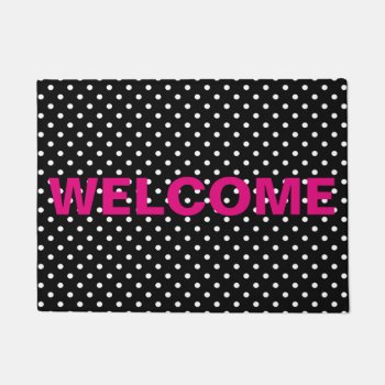 Black White Polka Dots - Welcome Doormat by stdjura at Zazzle