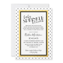 Black White Polkadot Gold Baby Sprinkle Invitation