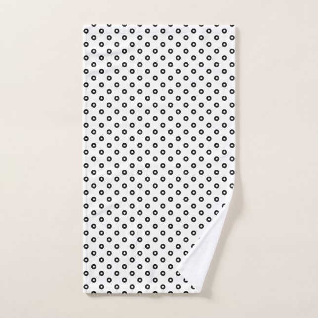 Black White Polkadots on  Hand Towel (Hand Towel)