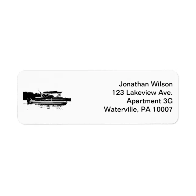 Black & White Pontoon Boat Return Address Labels | Zazzle