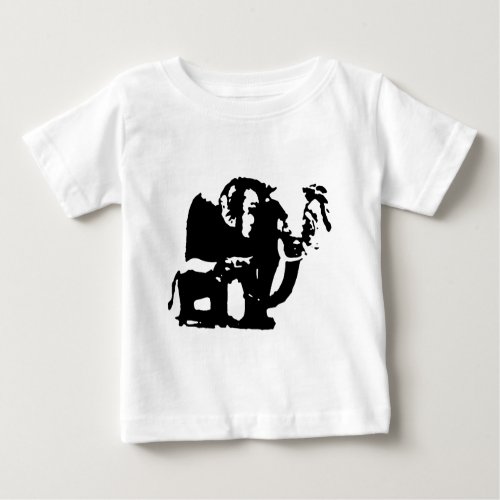 Black White Pop Art Baby  Mom Elephants Baby T_Shirt