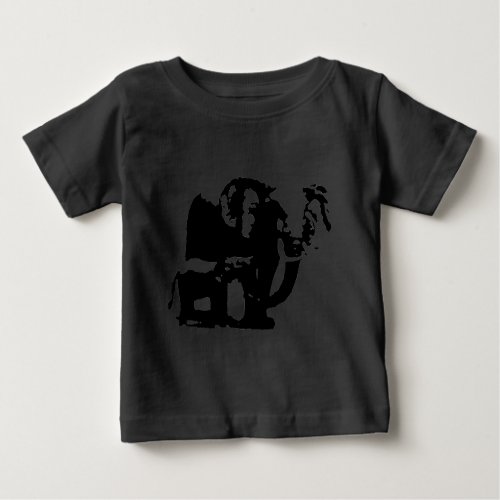 Black White Pop Art Baby  Mom Elephants Baby T_Shirt