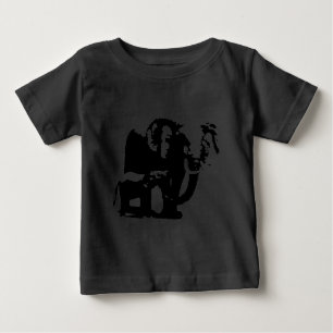 Black White Pop Art Baby & Mom Elephants T-Shirt