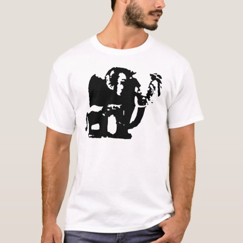 Black White Pop Art Baby  Mom Elephants T_Shirt