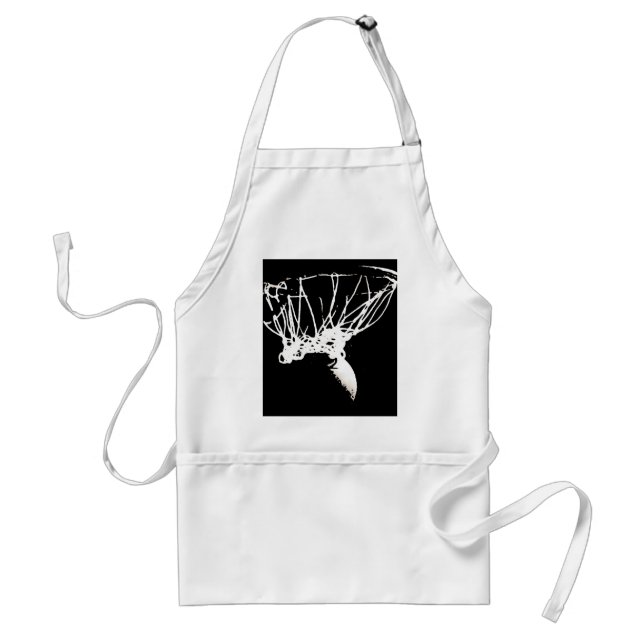Black White Pop Art Basketball Adult Apron (Front)