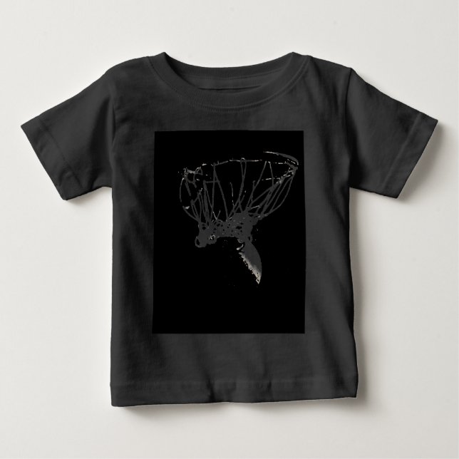 Black White Pop Art Basketball Baby T-Shirt (Front)