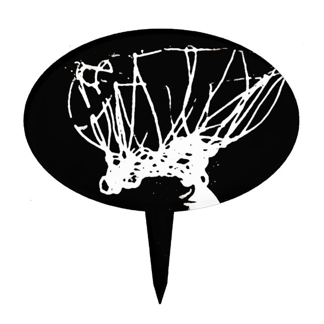 Black White Pop Art Basketball Cake Topper (Front)