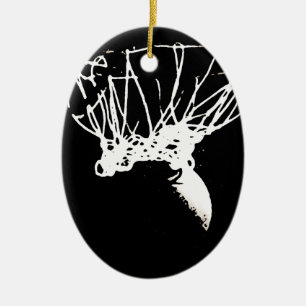 Black White Pop Art Basketball Ceramic Ornament