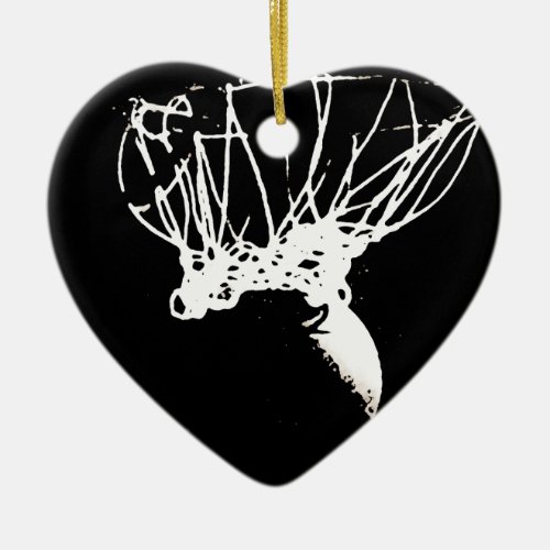 Black White Pop Art Basketball Ceramic Ornament