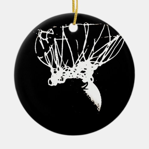 Black White Pop Art Basketball Ceramic Ornament