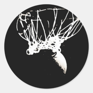 Black White Pop Art Basketball Classic Round Sticker