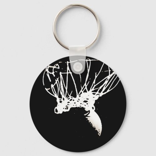Black White Pop Art Basketball Keychain