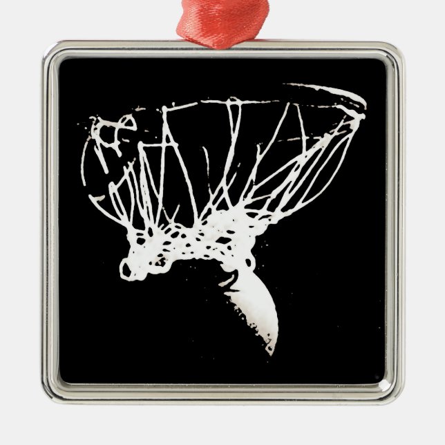 Black White Pop Art Basketball Metal Ornament (Front)