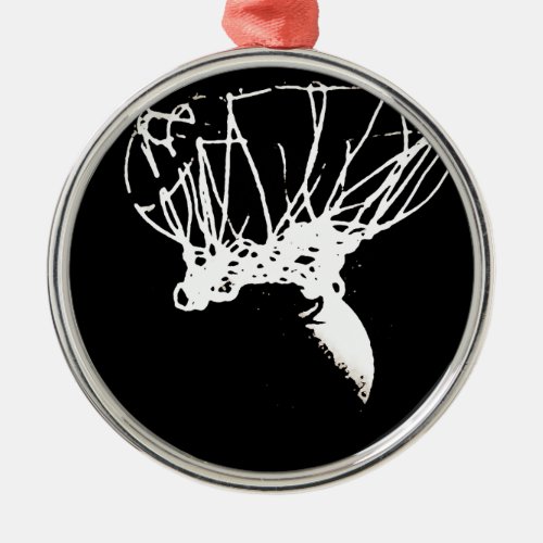 Black White Pop Art Basketball Metal Ornament