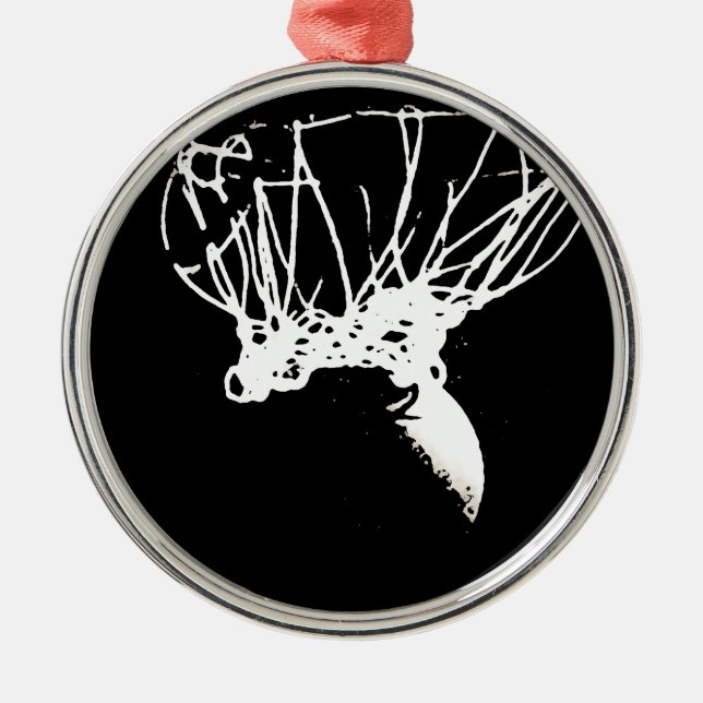 Black White Pop Art Basketball Metal Ornament (Front)