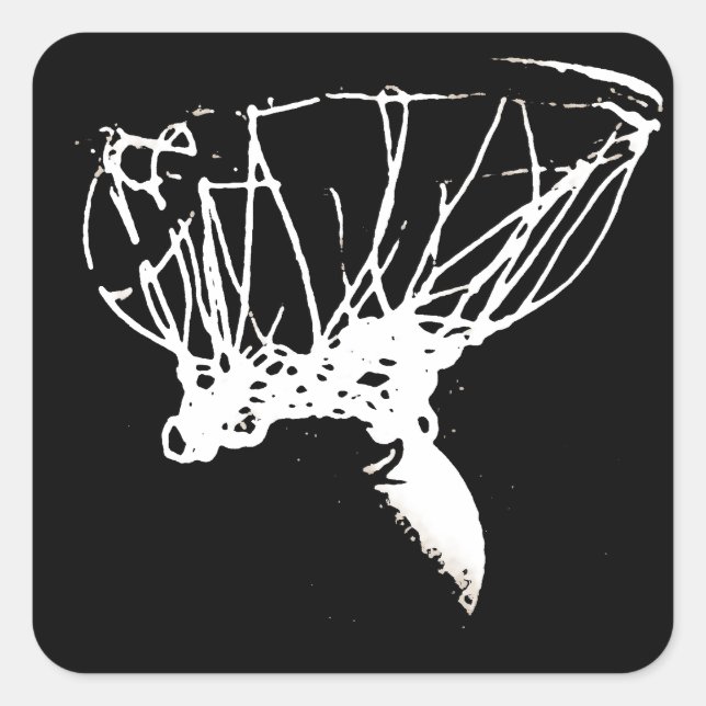 Black White Pop Art Basketball Square Sticker (Front)