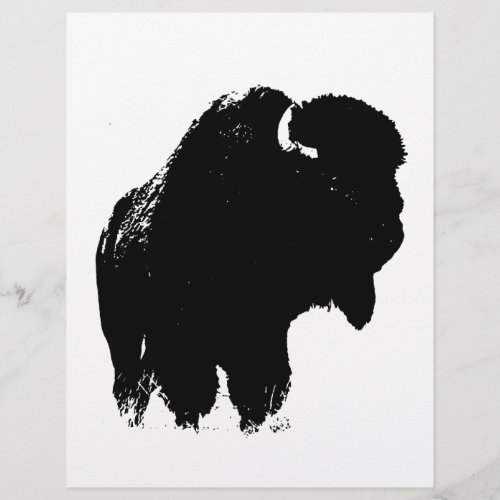 Black  White Pop Art Bison Buffalo