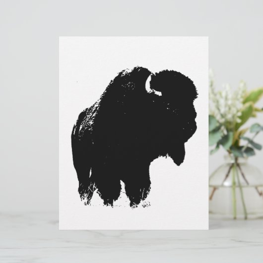 Black & White Pop Art Bison Buffalo (Standing Front)