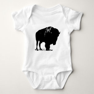 Black & White Pop Art Bison Buffalo Baby Bodysuit