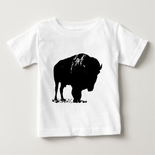 Black  White Pop Art Bison Buffalo Baby T_Shirt