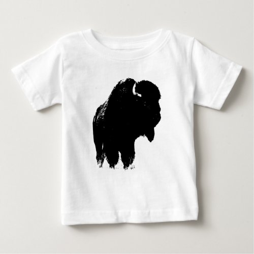 Black  White Pop Art Bison Buffalo Baby T_Shirt