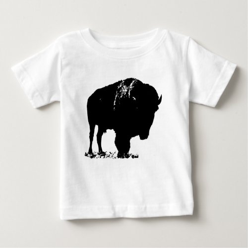 Black  White Pop Art Bison Buffalo Baby T_Shirt